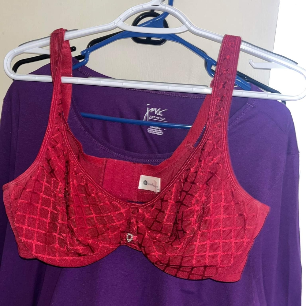 Sexy red bra with crystal detail